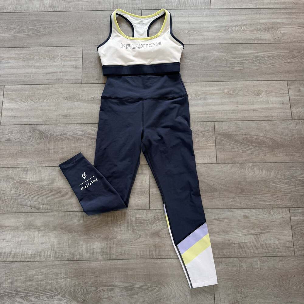 Peloton Womens M Sports Bra and Leggings Set Navy